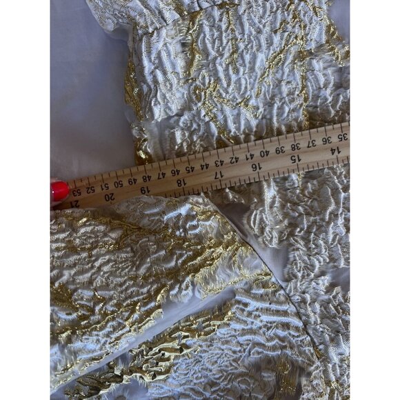 Anthropologie THML Gold White Puff Sleeve  Dress NEW Large SHOWER Wedding - Picture 15 of 16